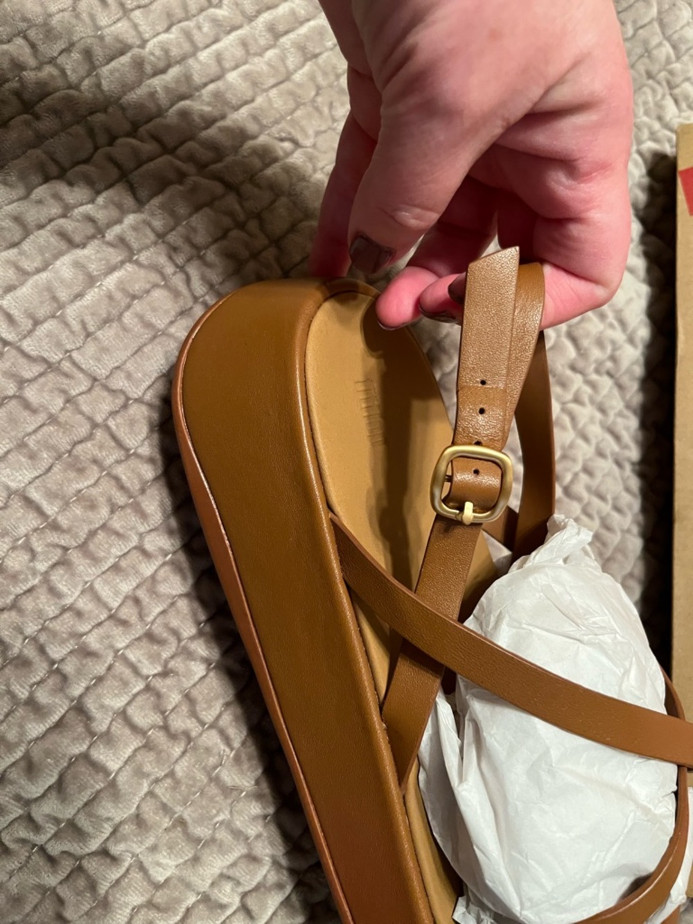 FitFlop Leather Crisscross Sandals - Brown - Picture 6 of 11